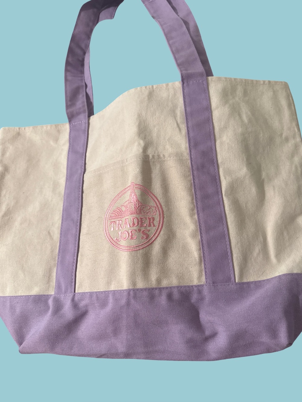 Cream and Lavender Canvas Tote Bag